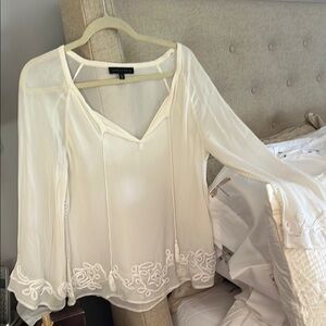 Elegant White Blouse with Embroidered Details